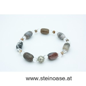 Armband verst. Holz, Jaspis & Bergkristall